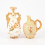 A Royal Worcester blush ivory jug, Royal Bonn twin handled vase.