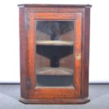 Victorian oak hanging corner cabinet,