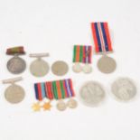 Victorian Afghanistan medal, WWII medals, two silver collector's coins.