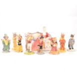 Nine Royal Doulton Bunnykins figures, and Belle of The Ball,