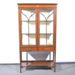 Edwardian inlaid mahogany china cabinet,