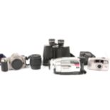 Pathescope 20x50 binoculars, Canon EOS3000 film camera etc