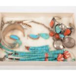 Native American bead necklaces, R Wylie Navajo bangle,