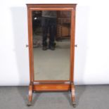 Edwardian mahogany and inlaid cheval mirror.