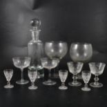 A collection of table glass, four boxes including a set of six large goblets