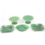 Staffordshire green-glazed earthenware part dessert service,