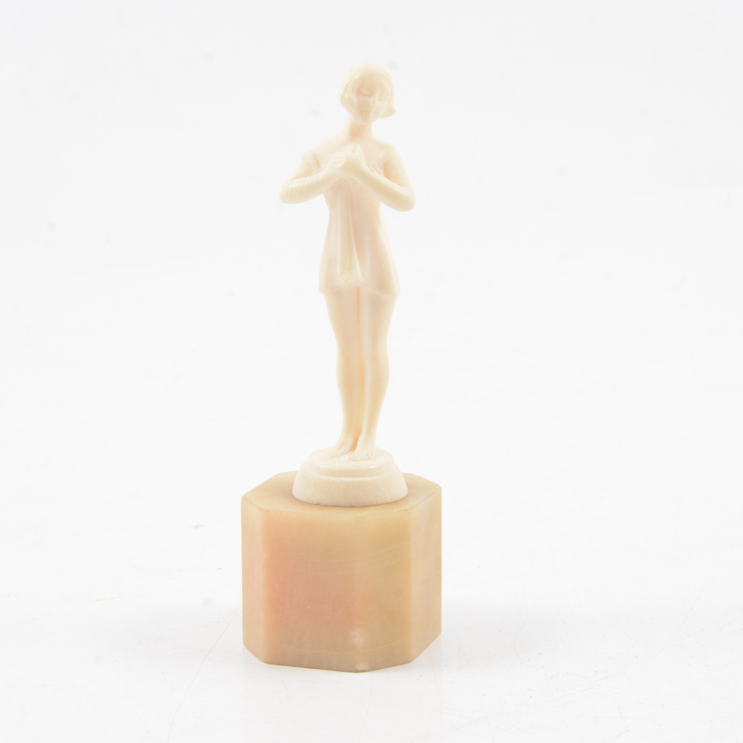 Louis Sasson, an Art Deco carved ivory sculpture of a woman