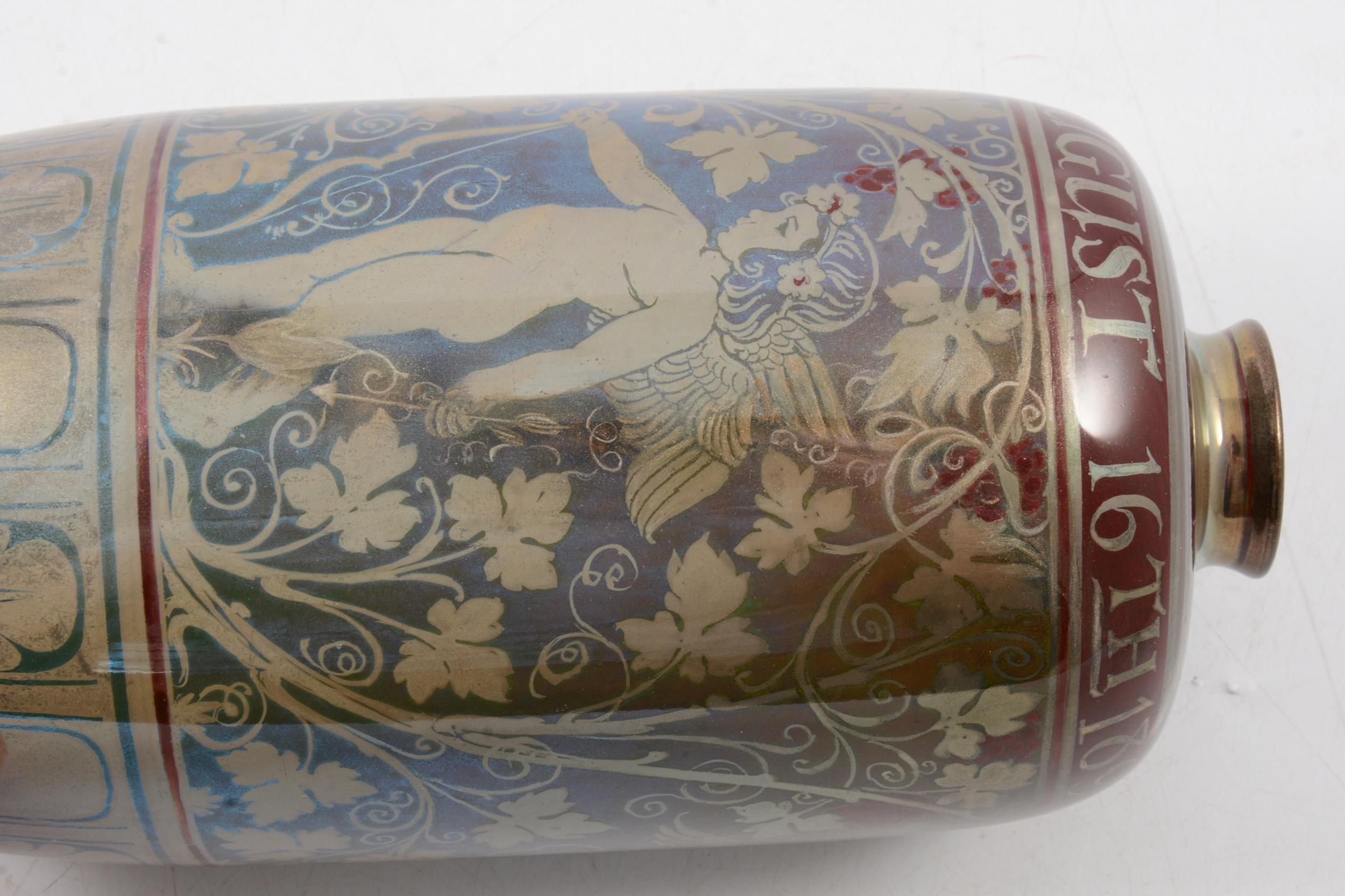 Richard Joyce for Pilkington's Royal Lancastrian, a lustre vase for a silver wedding, 1924 - Image 6 of 6