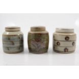 David Leach, three Lowerdown Pottery preserve jars and covers