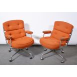 Charles and Ray Eames for Herman Miller, two armchairs, model ES104