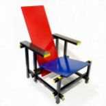 Red and Blue Chair, designed by Gerrit Rietveld, manufactured by Cassina