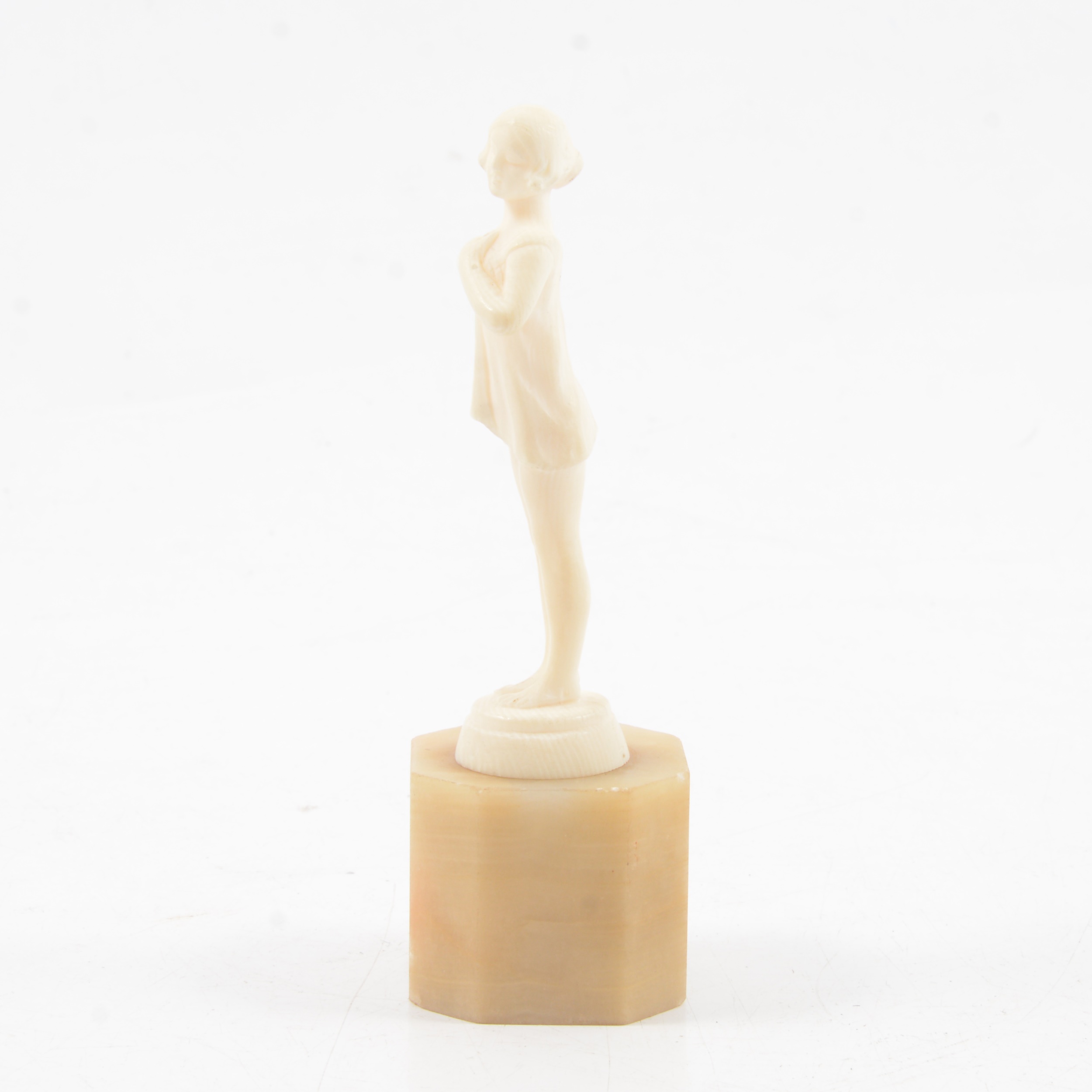 Louis Sasson, an Art Deco carved ivory sculpture of a woman - Image 2 of 5