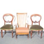 Beechwood armchair and a pair of Victorian chairs