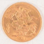 George V gold Sovereign coin, 1911,