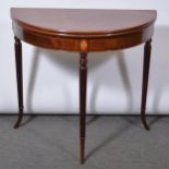 Reproduction mahogany demi lune tea table