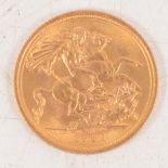 Elizabeth II gold Sovereign coin, 1967