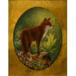 Malcolm D Johnson, The Fox, hand-painted porcelain plaque,