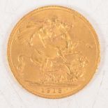 George V gold Sovereign coin, 1913