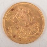 George V gold Sovereign coin, 1914