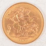 Elizabeth II gold Sovereign coin, 1967