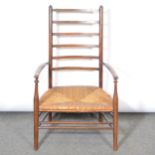 Arts & Crafts style beech elbow chair,