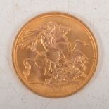 Elizabeth II gold Sovereign coin, 1967