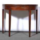 George III mahogany demi lune tea table,