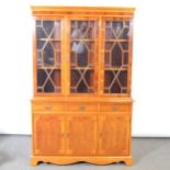 Reproduction yew wood bookcase