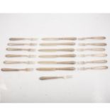 Part set of silver dessert knives and forks,