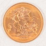 Elizabeth II gold Sovereign coin, 1967