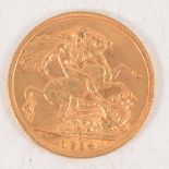 George V gold Sovereign coin, 1914