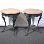 Pair of cast iron pub tables