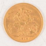 George V gold Sovereign coin, 1912,
