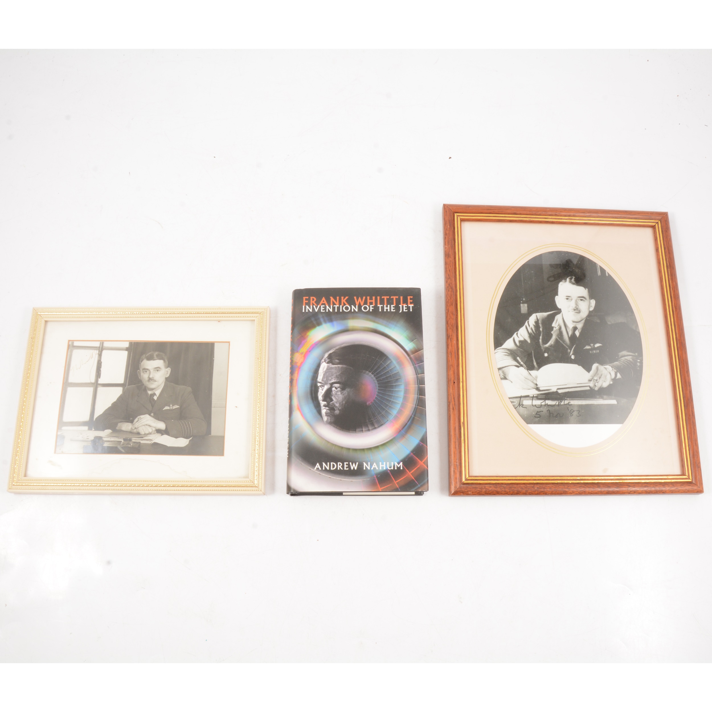 Frank Whittle; signed photographs and Nahum, 'Invention of the jet engine'