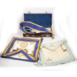 Masonic interest; Regalia including aprons, sash, badges
