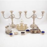 Silver plated egg cruet, etc.