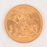 Elizabeth II gold Sovereign coin, 1966