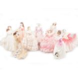 Nine Royal Doulton, Royal Worchester and Coalport figures.