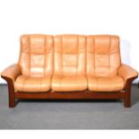 Stressless tan leather three seat sofa,