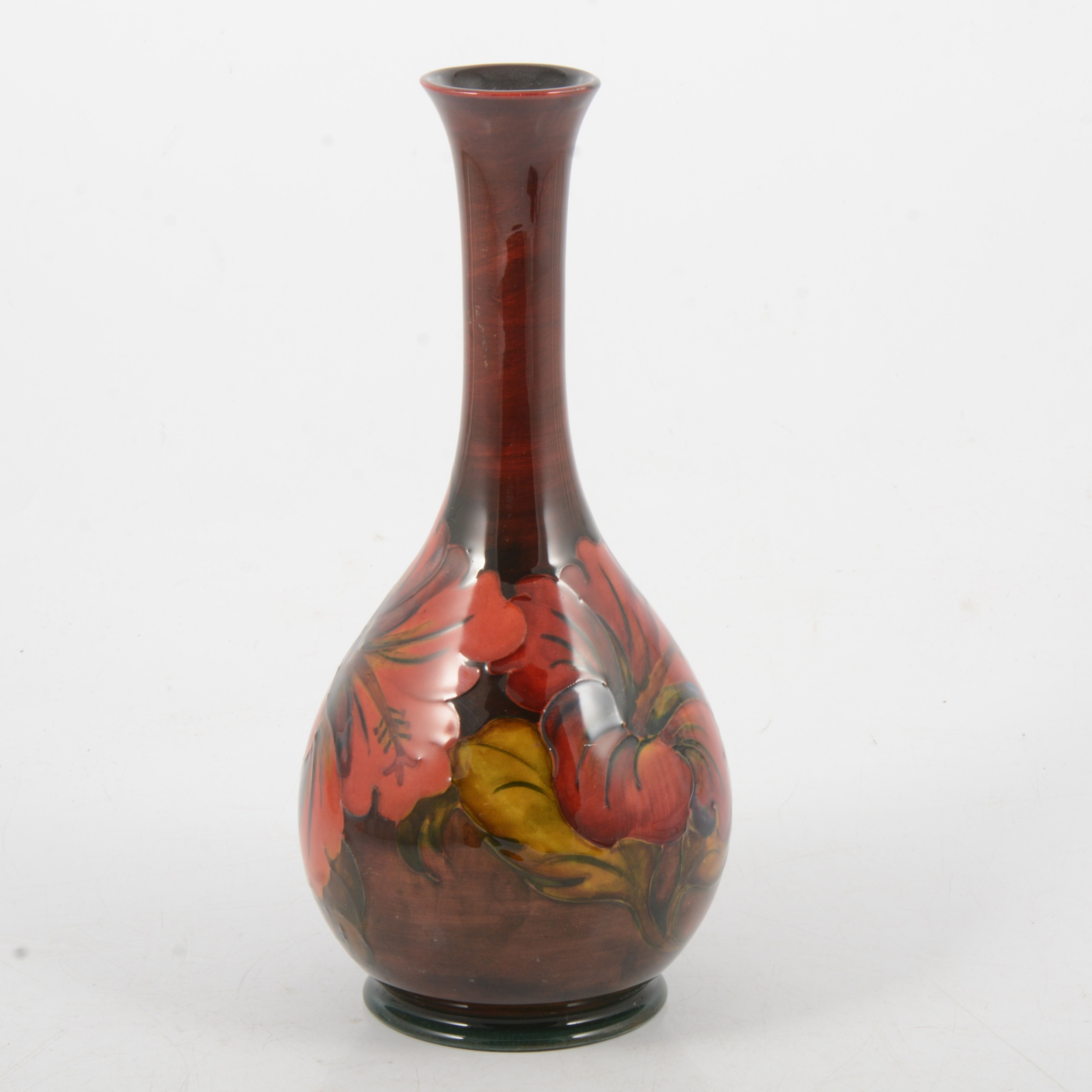 Walter Moorcroft for Moorcroft Pottery, flambe Hibiscus vase