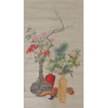 Nine various Chinese painted scrolls,