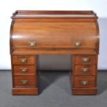 Victorian mahogany cylinder front bureau.