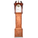 Oak and mahogany longcase clock,