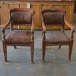 Set of five oak elbow chairs,