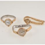 Three 9 carat gold lady's wristwatches, Bentima, Limit and Precista.