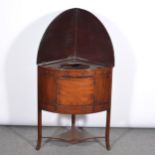 George III mahogany cylinder front corner washstand