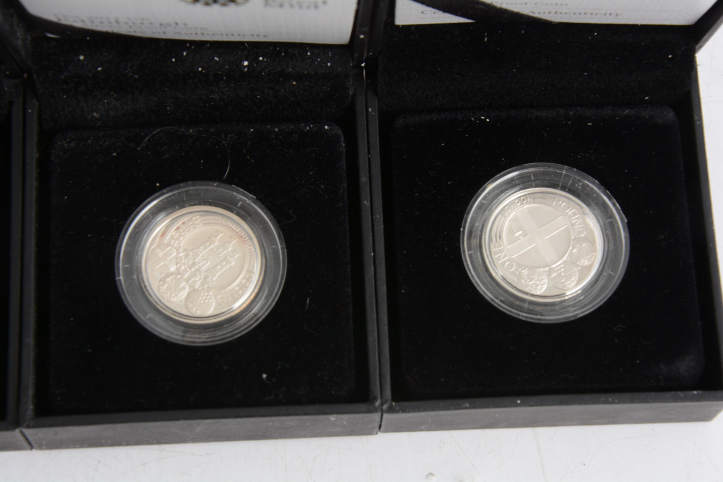 The Royal Mint - Four Silver Proof One Pound Coins, reverse designer Stuart Devlin, DNA Double - Image 3 of 4