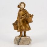 Affirtunato Gory, gilt bronze and carved Ivory figure of a girl street vendor,