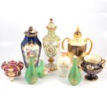 Quantity of decorative ceramic vases, including Crown Derby and Coalport