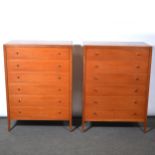 Pair of mid-century Loughborough Furniture teak chests of drawers,